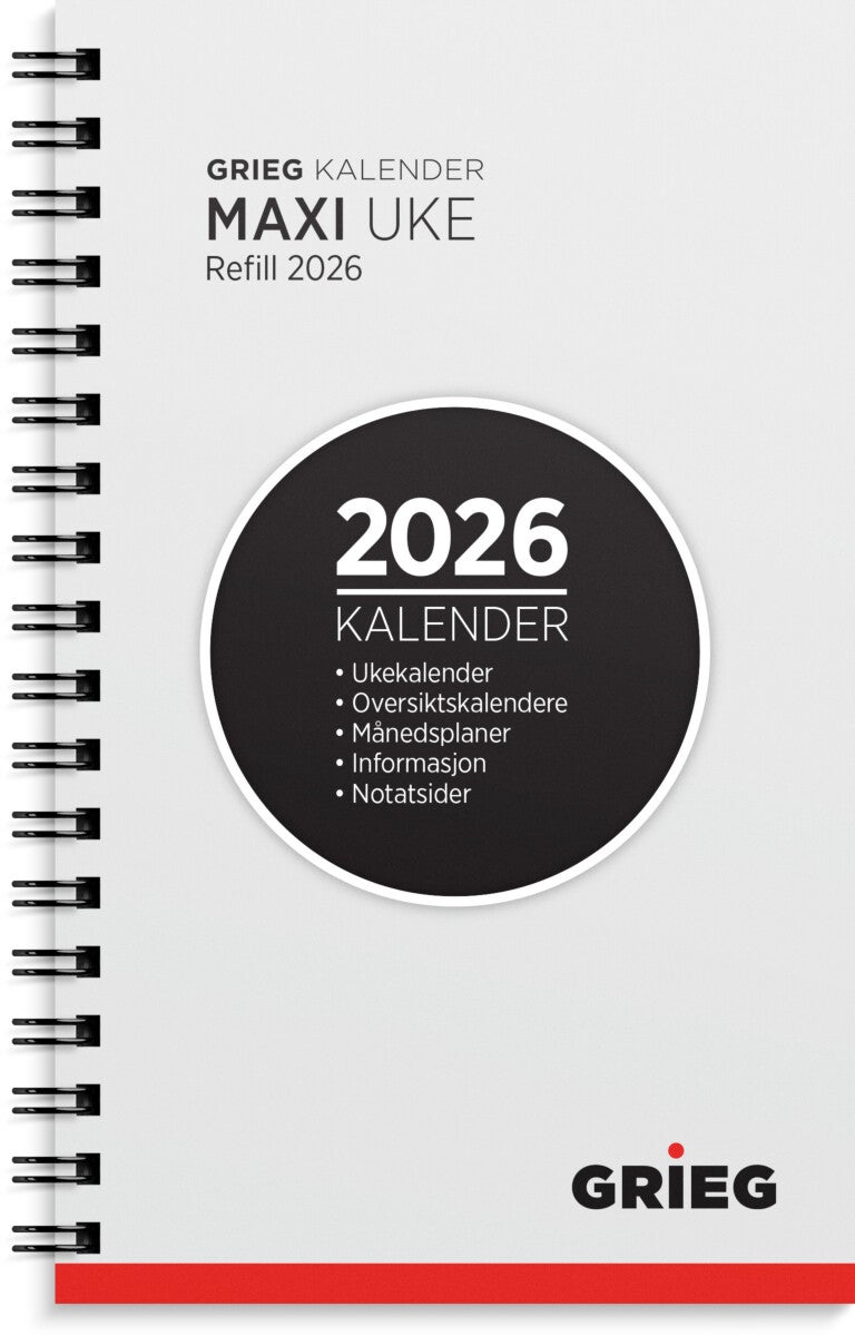 Lommekalender Grieg Maxi 2026 refill