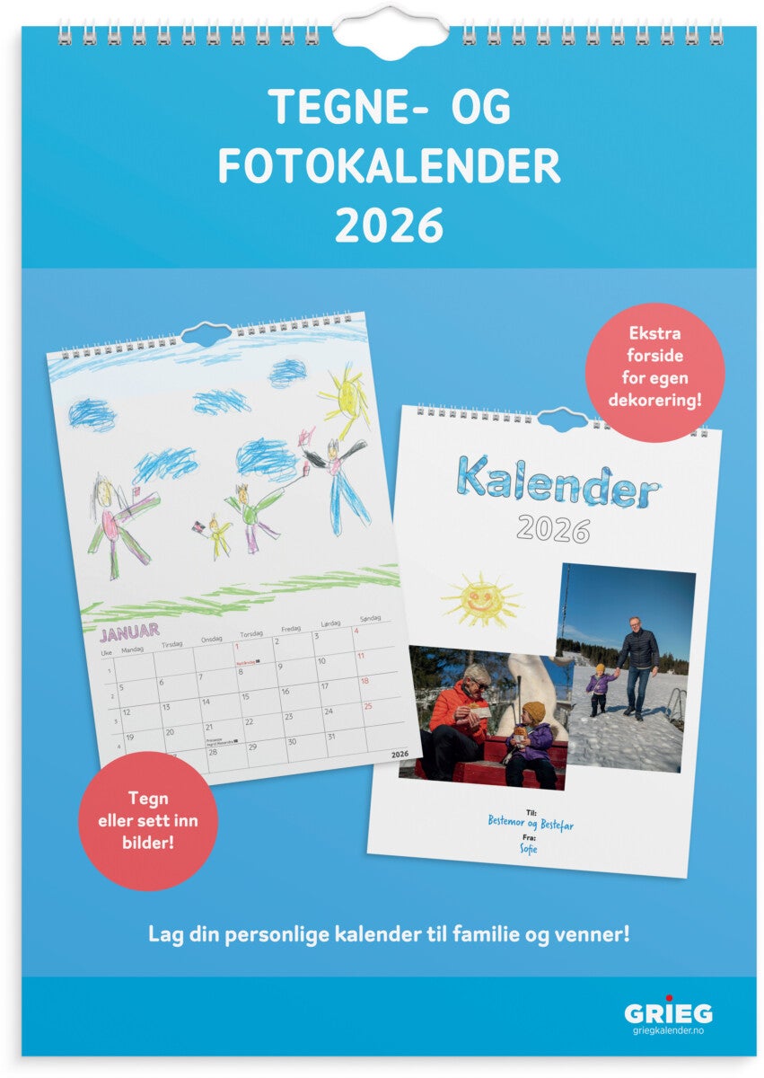 Tegne/Fotokalender Grieg 2026
