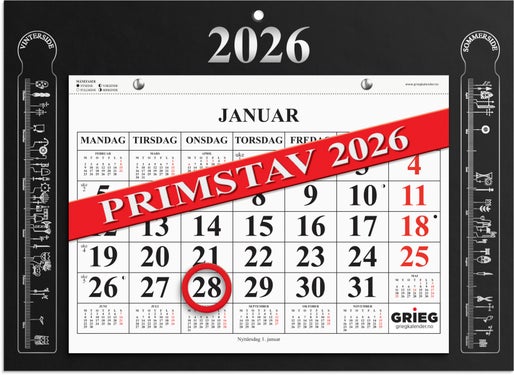 Magnetkalender Grieg 2026 Primstav sort