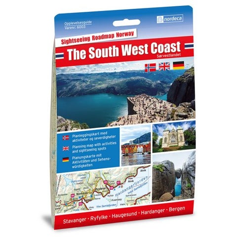 The South West Coast / Sørvestlandet 1:250 000 - Bilguide for aktiviteter, attraksjoner og severdig