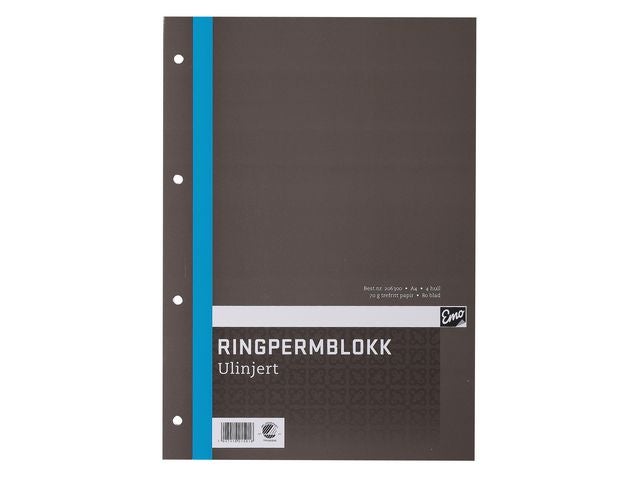 Ringpermblokk Emo A4 70g 80bl ulinjert