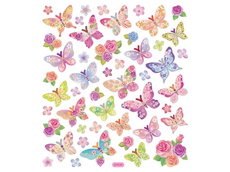 Klistremerker Sommerfugler pastell - 15x17cm