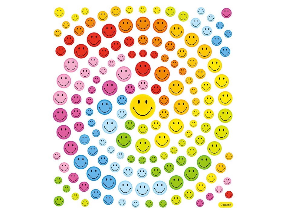 Klistremerker Smileys 2 med glitter - 15x17cm