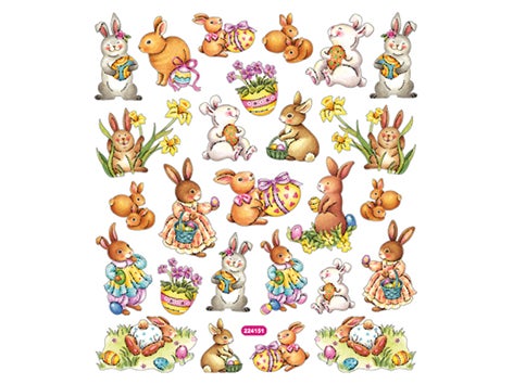 Klistremerker Påskeharer - 15x17cm
