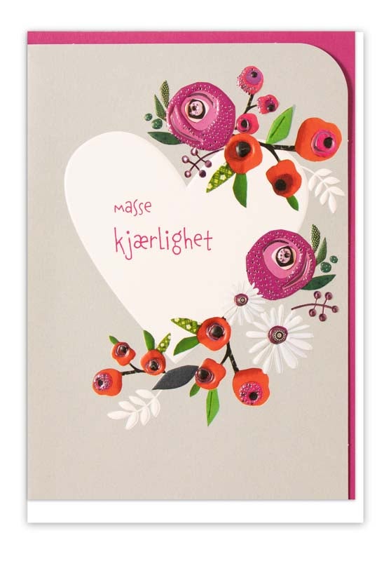 Kort Heart & flowers