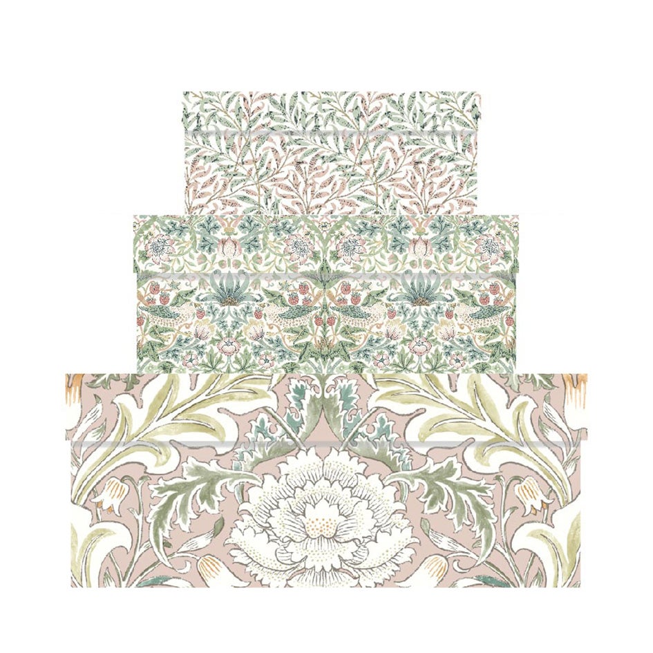 Sett med gaveesker W Morris & Co. Cochineal (3)