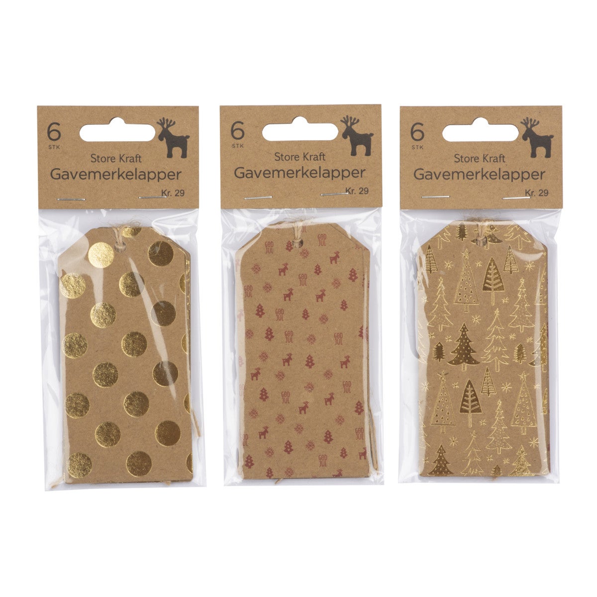 Gavemerkelapper Kraft 6 Pk Store