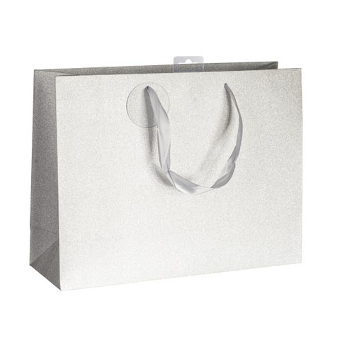 Gavepose Shopper glitter sølv