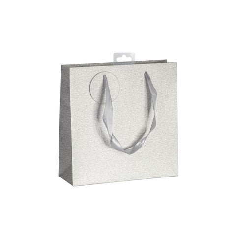 Gavepose glitter sølv M