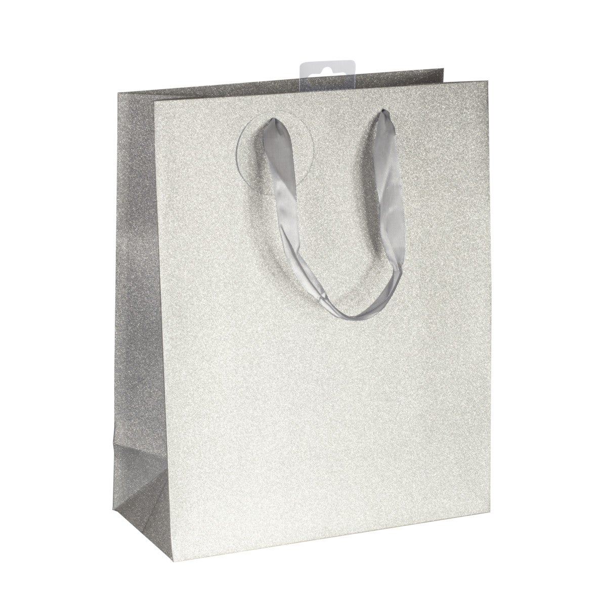 Gavepose glitter sølv L