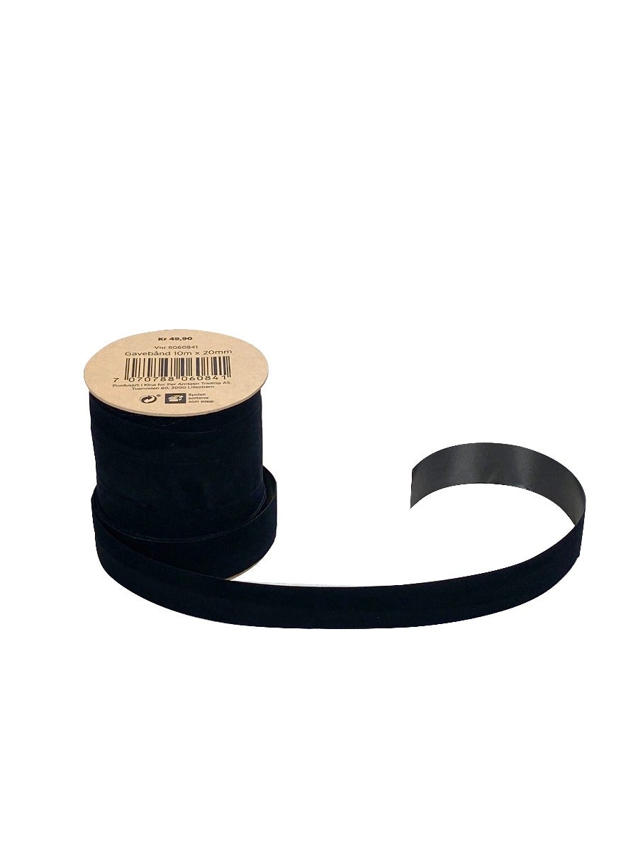 Gavebånd 10m x 20mm fløyel svart
