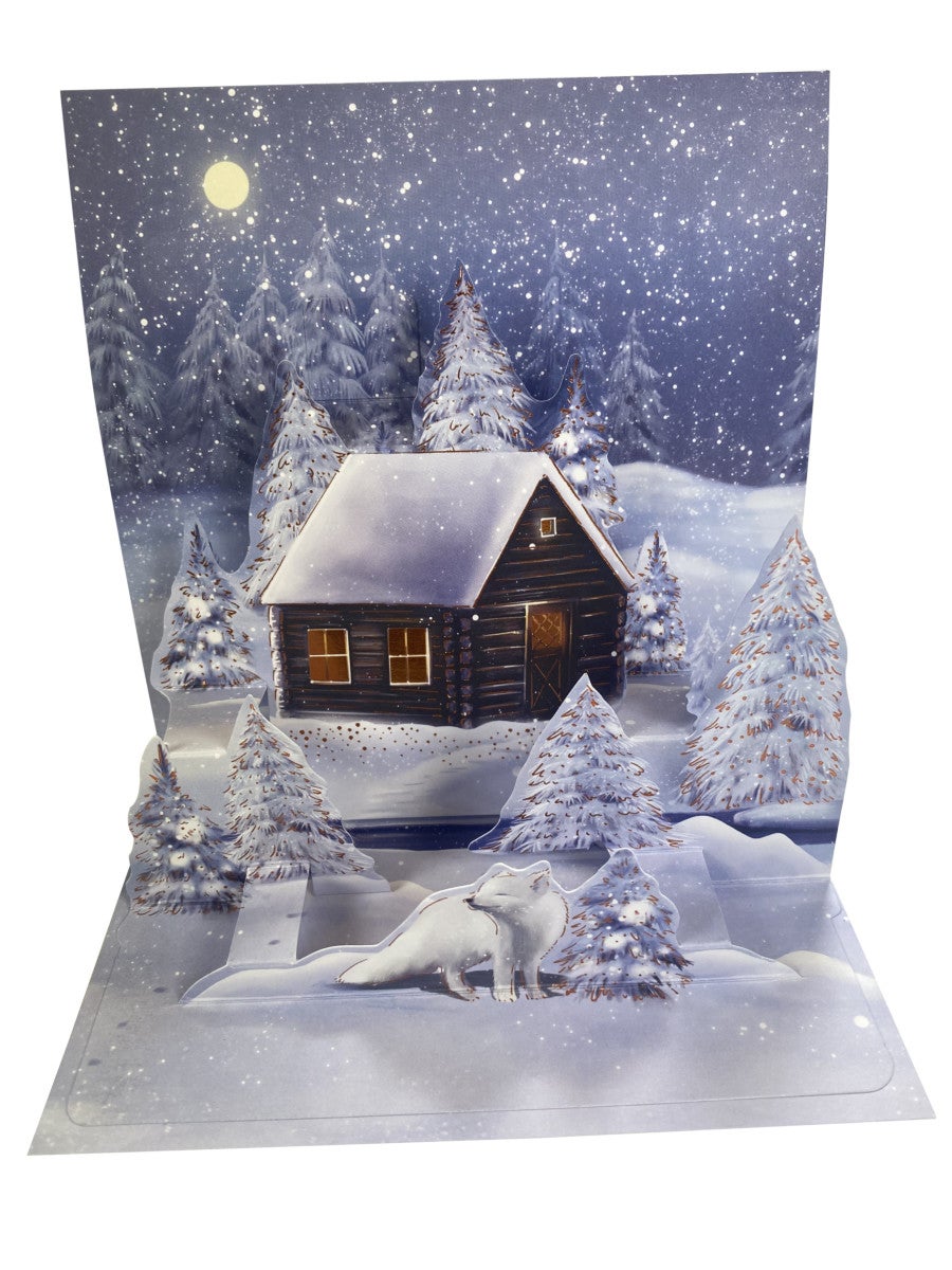 Julekort 3D pop up Hvit rev