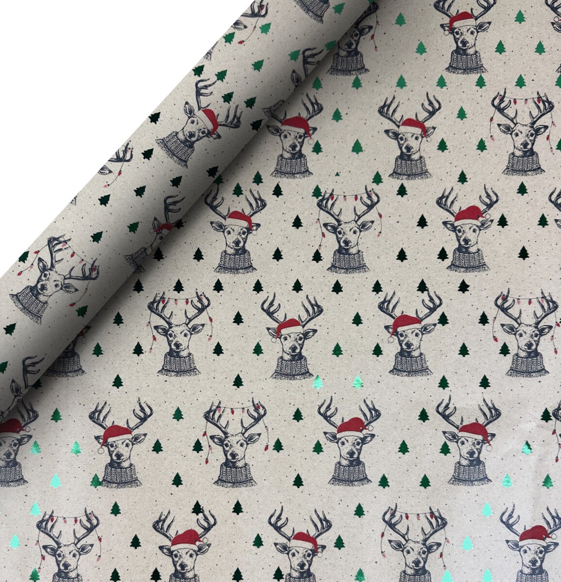 Gavepapir 2m x 70cm Reinsdyr m/lue Kraft