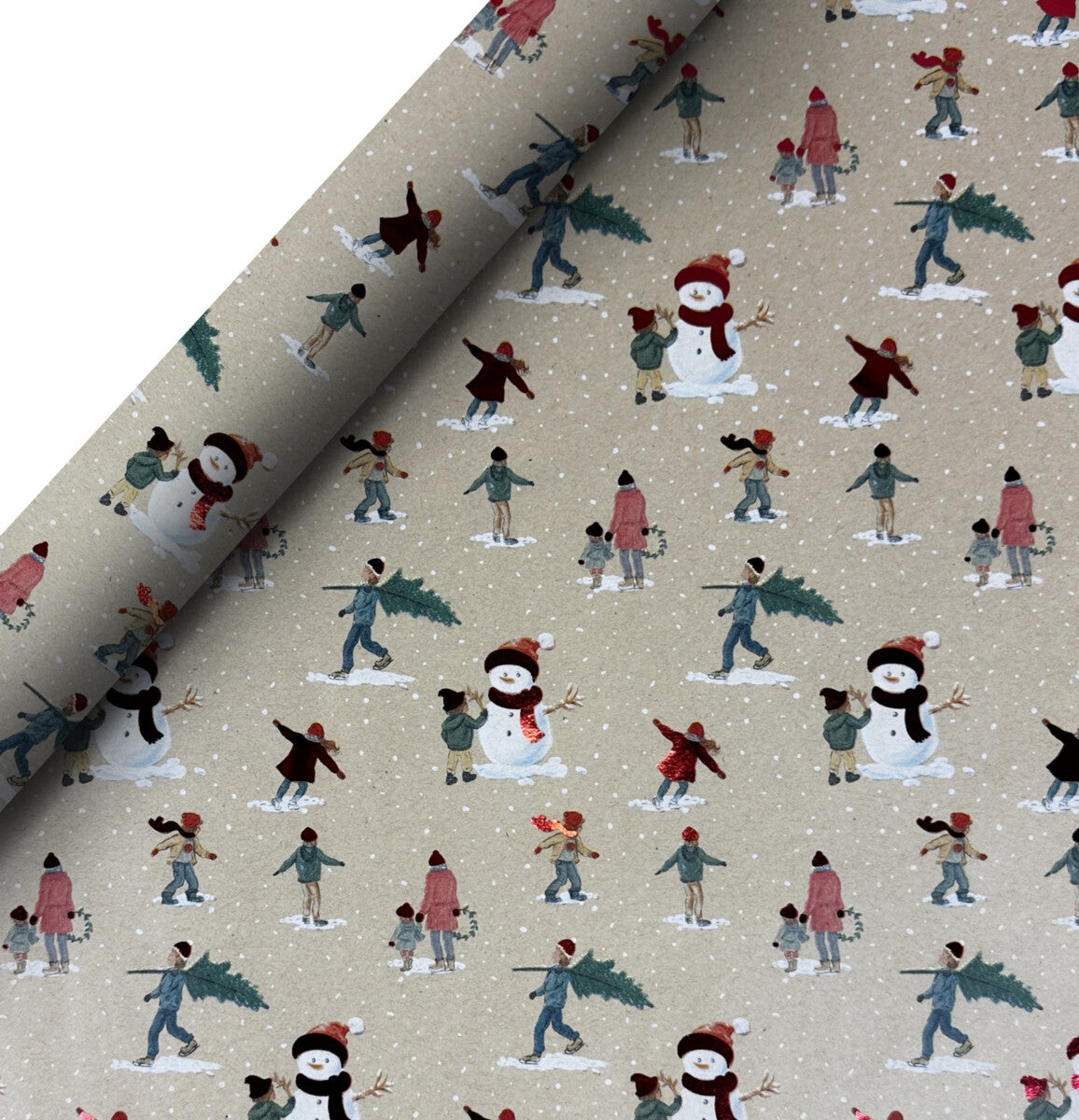 Gavepapir 2m x 70cm Snømann og Barn