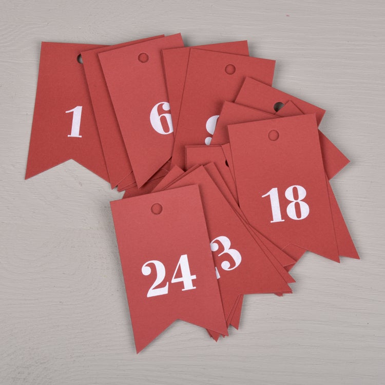 Merkelapper 1 til 24 rødt flagg