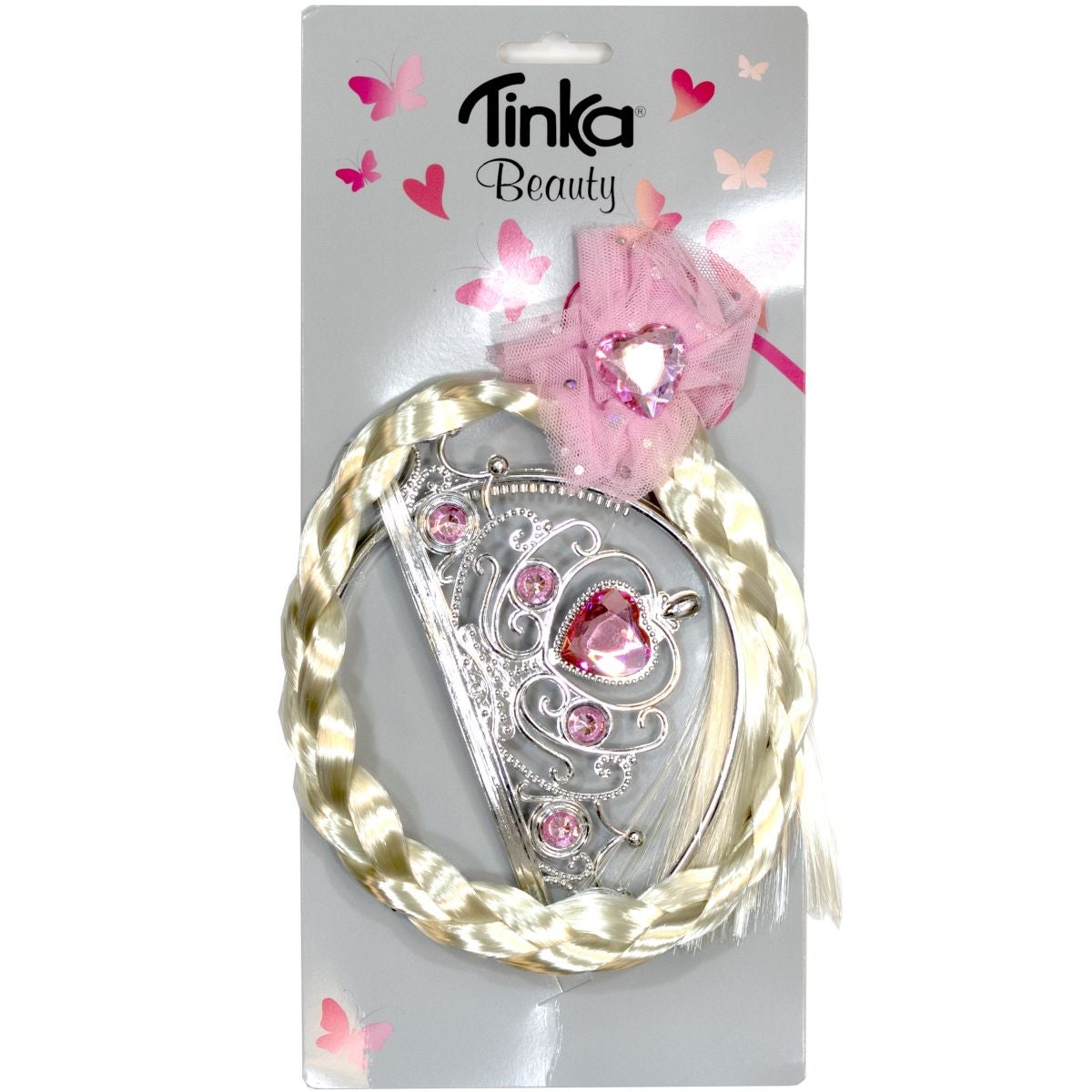 Prinsessesett Tiara, Flette Rosa Tinka Beauty