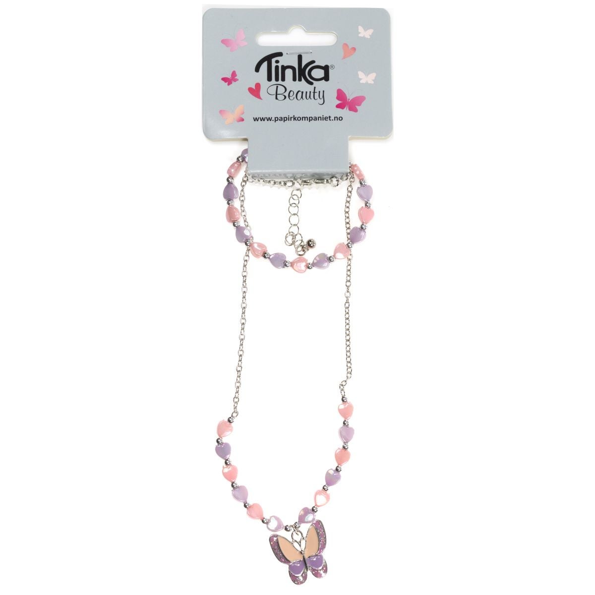 Halskjede m/armbånd sommerfugl