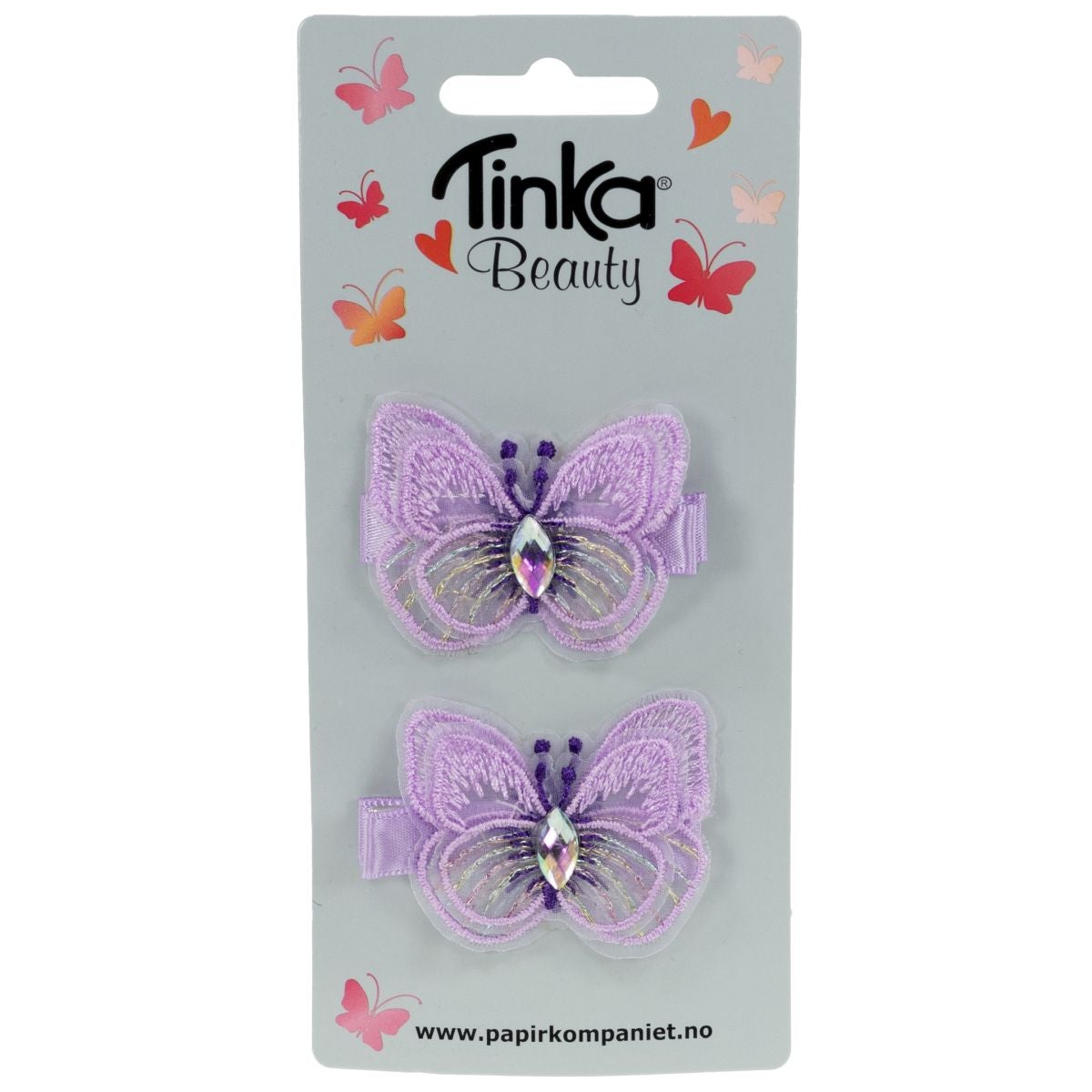 Hårclips 2 stk Lilla Sommerfugl Tinka Beauty