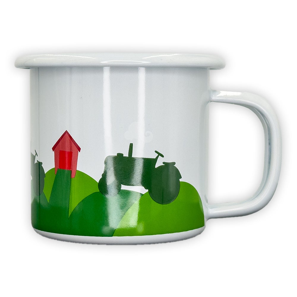 Emaljekopp Blafre Traktor og låve 2,5dl