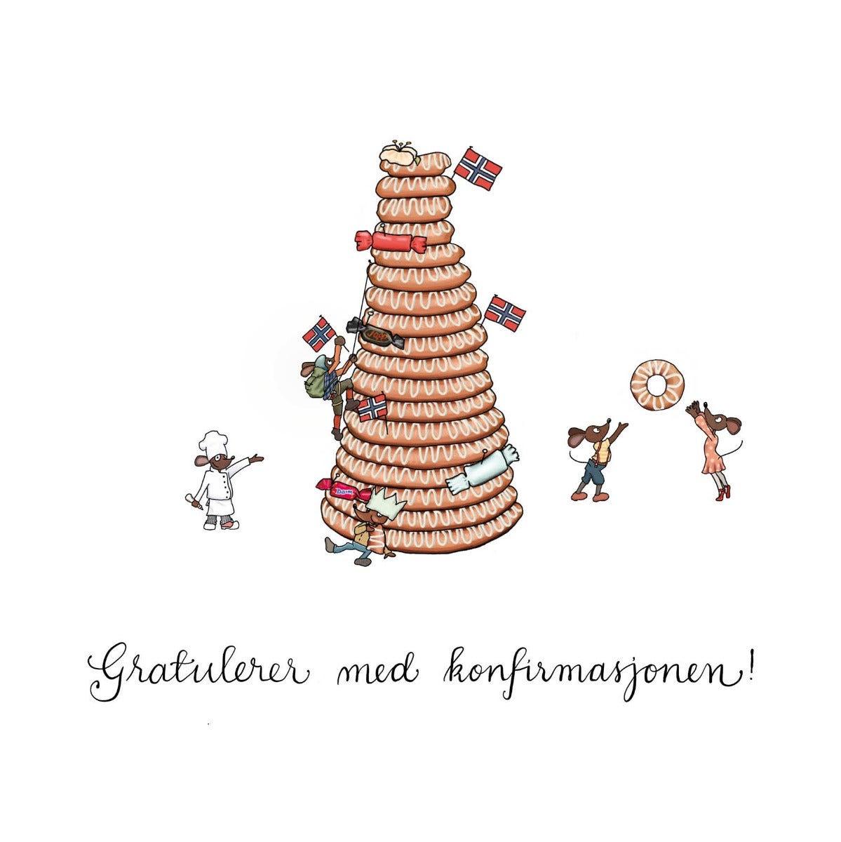 Kort konfirmasjon Kransekake Talén