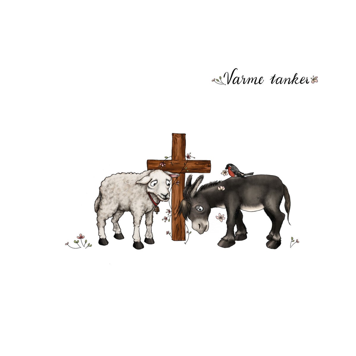 Dobbelt kort 15x15 cm m/konvolutt Kondolerer