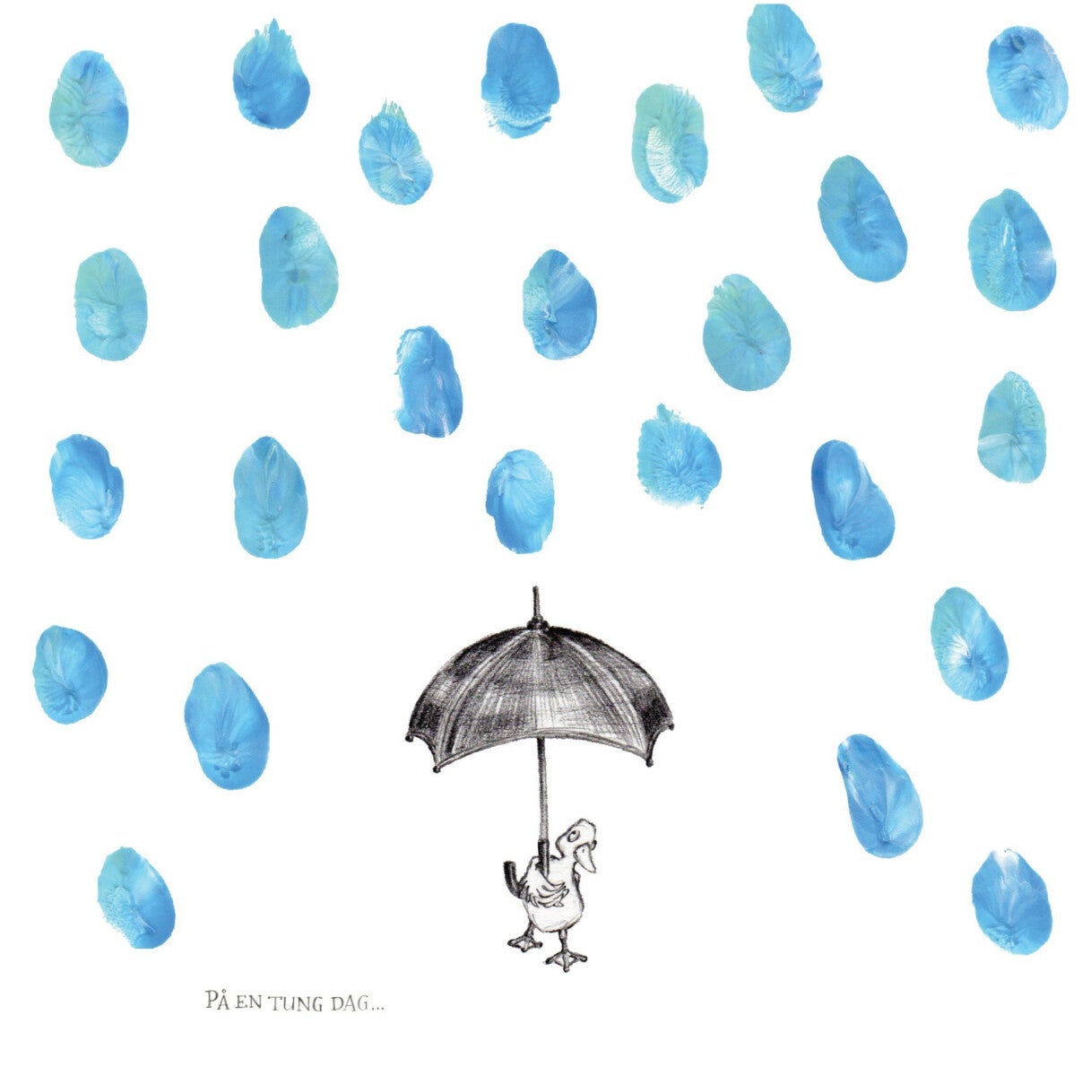 Dobbelt kort, 15x15 cm, m/konvolutt Regndråper