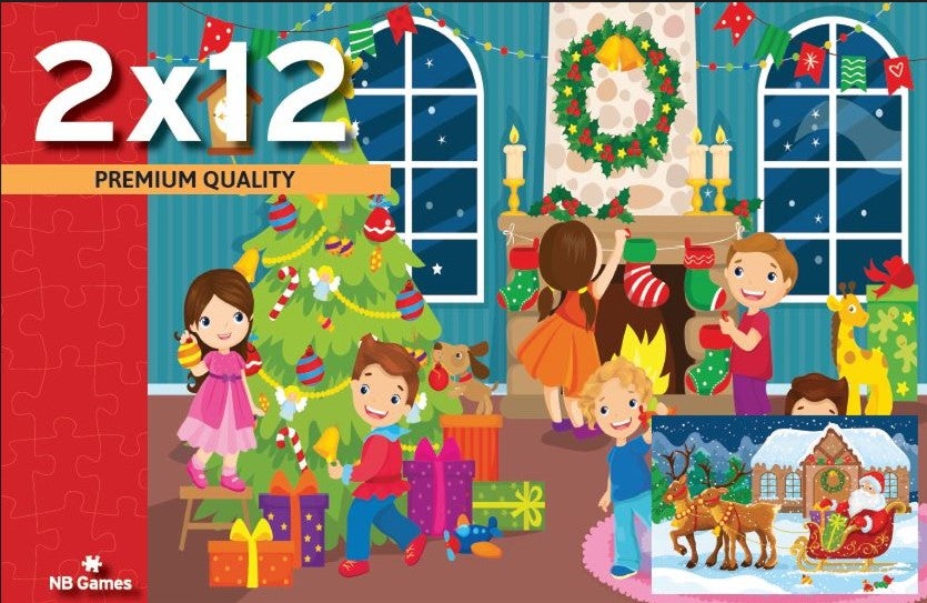 Puslespill 2x12 Julemotiv Skøyter og snømann