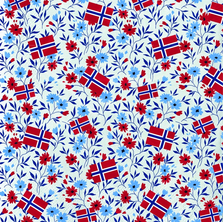 Serviett Blomst/Flagg Std
