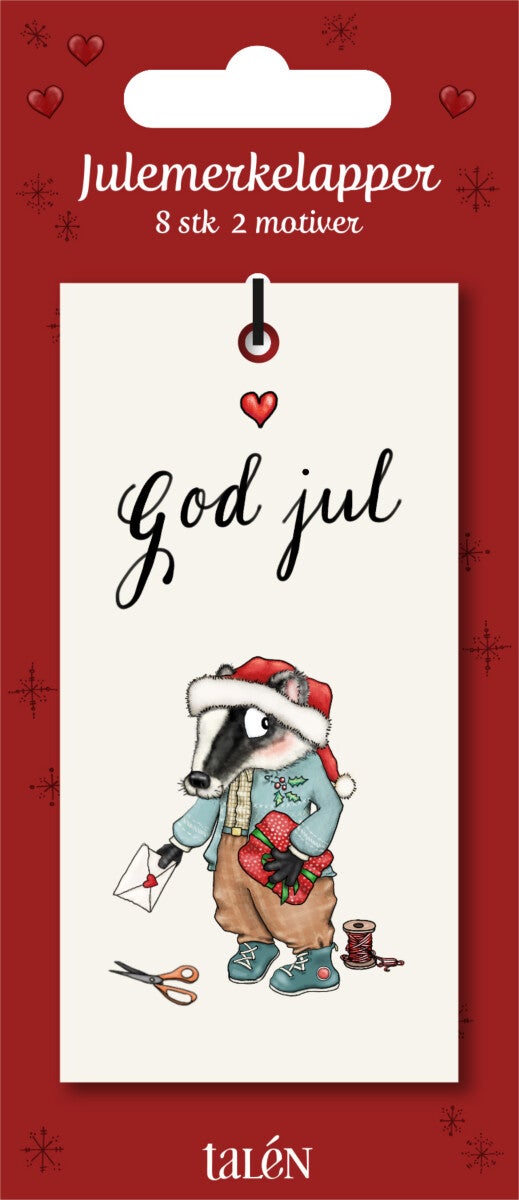 Merkelapp Jul Talén grevling/tre