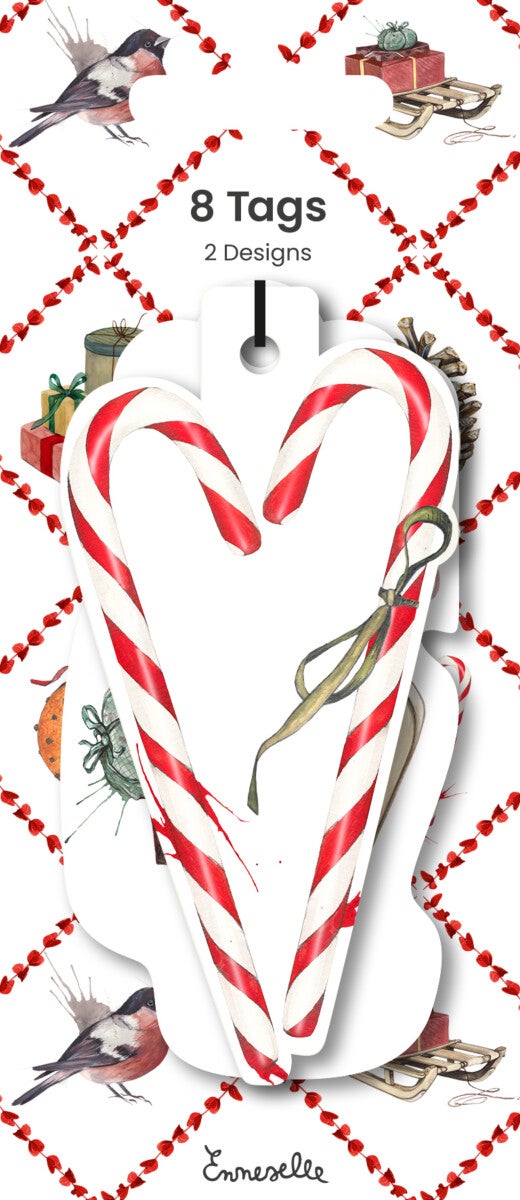 Merkelapp Jul Emmeselle hjerte/kjelke