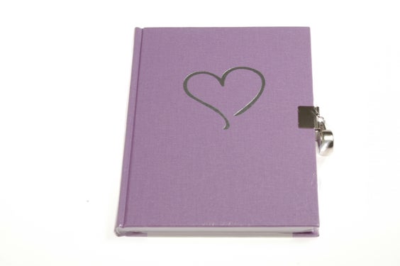 Dagbok M Lås Hjerte Linj Purple Grey