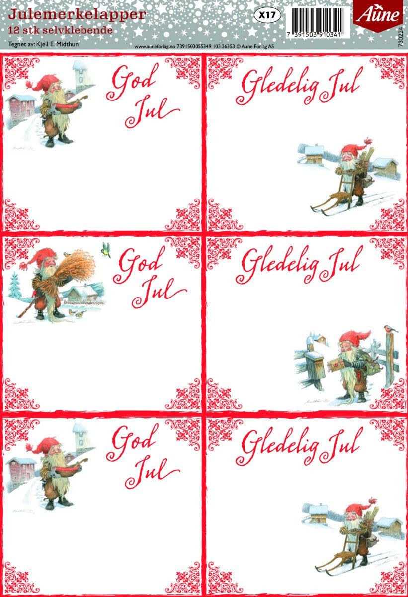 Julemerkelapper Midthun selvklebende rød