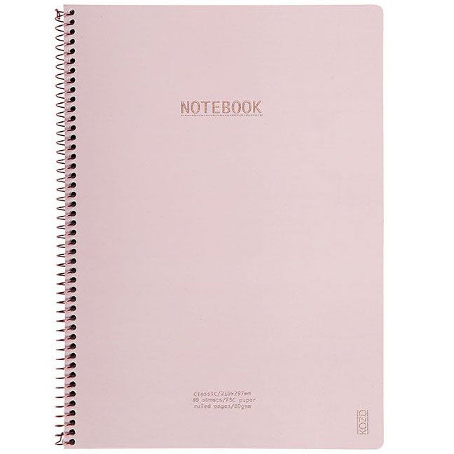 Notatbok m/spiral Kozo Premium A4 Dusty Pink