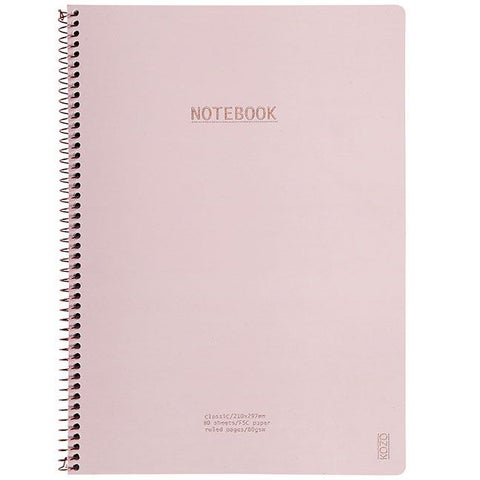 Notatbok m/spiral Kozo Premium A4 Dusty Pink
