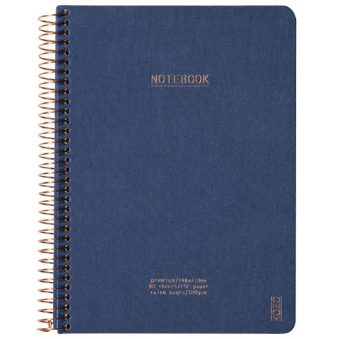 Notatbok m/spiral Kozo Premium A5 Navy 100g