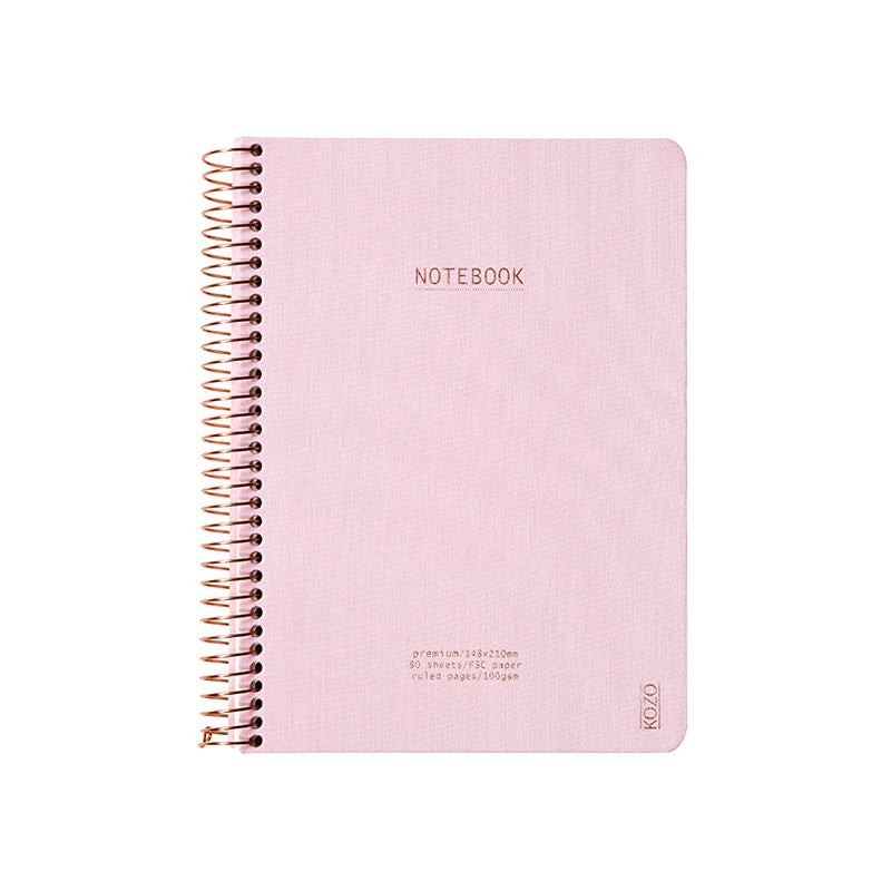 Bilde av Notatbok M/spiral Kozo Premium A5 Dusty Pink 100g