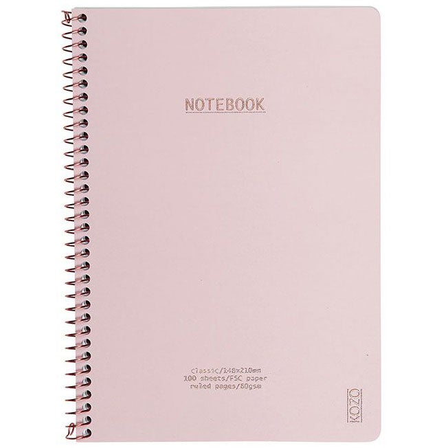 Notatbok m/spiral Kozo Premium A5 Dusty Pink 100g