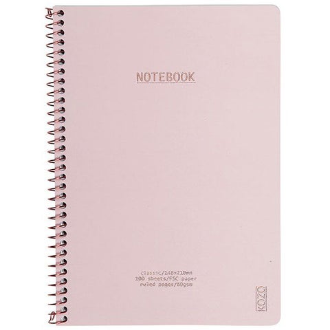 Notatbok m/spiral Kozo Premium A5 Dusty Pink 100g