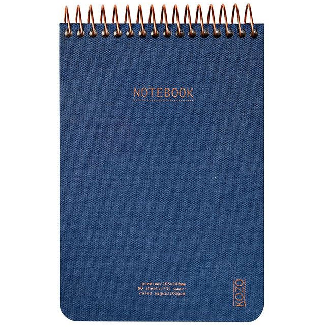 Notatbok m/spiral Kozo Premium A6 Navy 100g