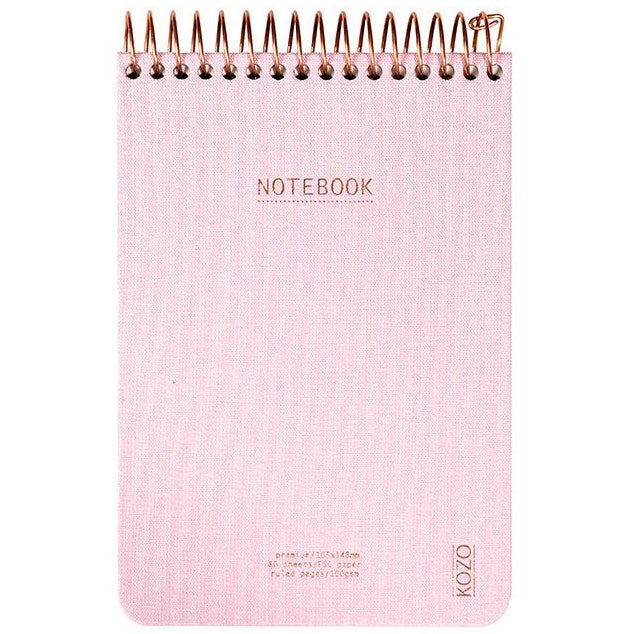 Notatbok m/spiral Kozo Premium A6 Dusty Pink 100g