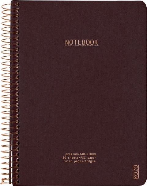 Notatbok m/spiral Kozo Premium A5 Coffee