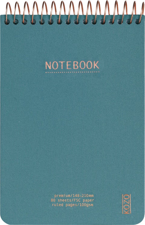 Notatbok m/spiral Kozo Premium A6 Steel Blue