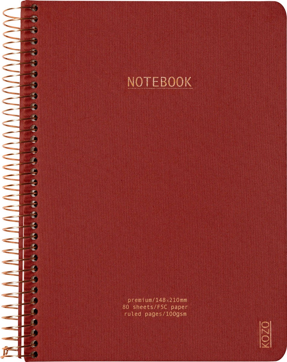 Notatbok m/spiral Kozo Premium A5 Bric