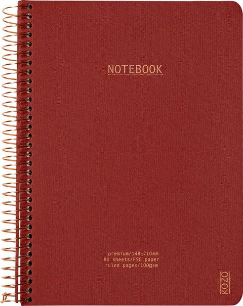 Notatbok m/spiral Kozo Premium A5 Bric