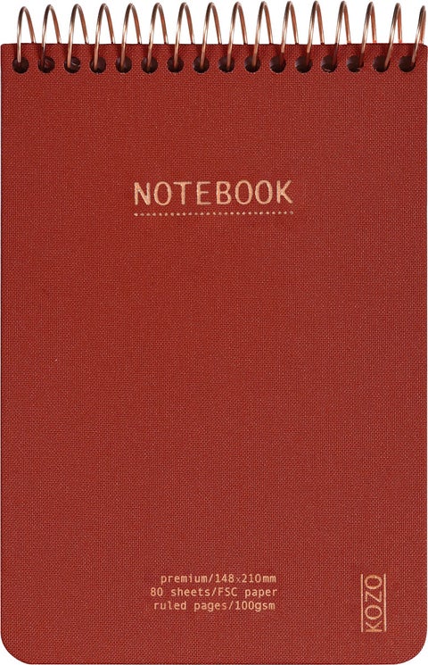 Notatbok m/spiral Kozo Premium A6 Bric