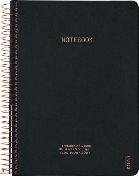 Notatbok m/spiral Kozo Premium A5 Black