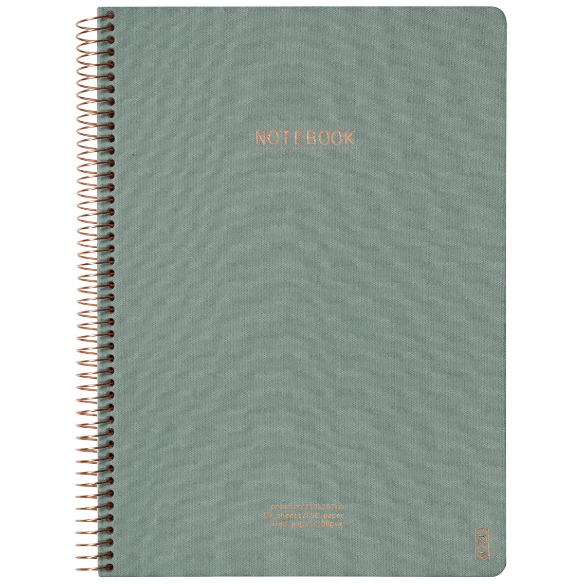 Notatbok m/spiral Kozo premium A4 Aloe Vera