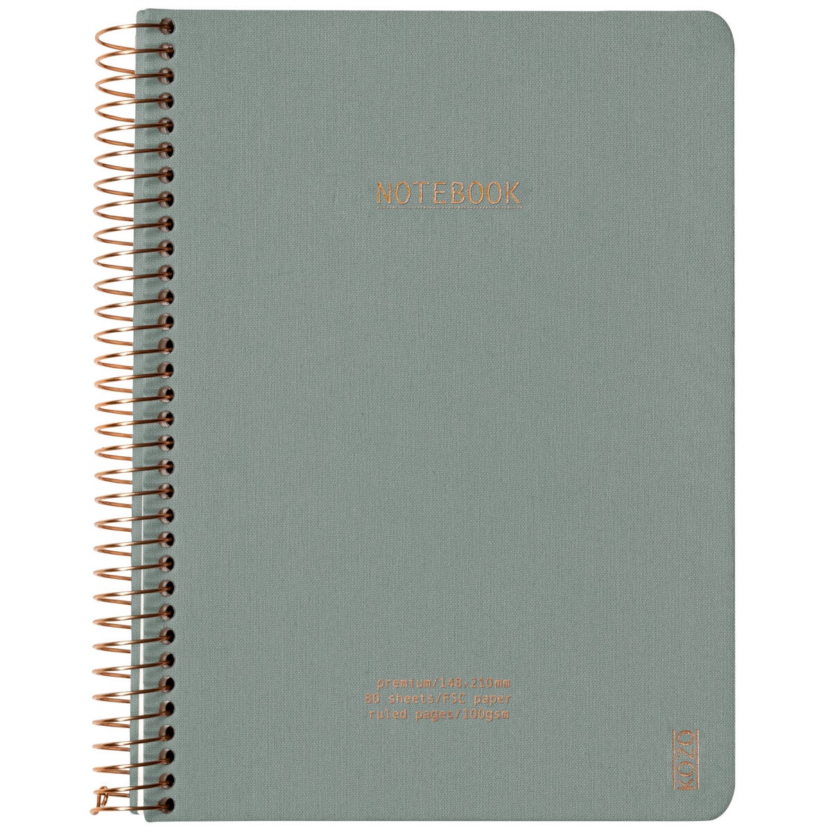 Notatbok m/spiral Kozo premium A5 Aloe Vera