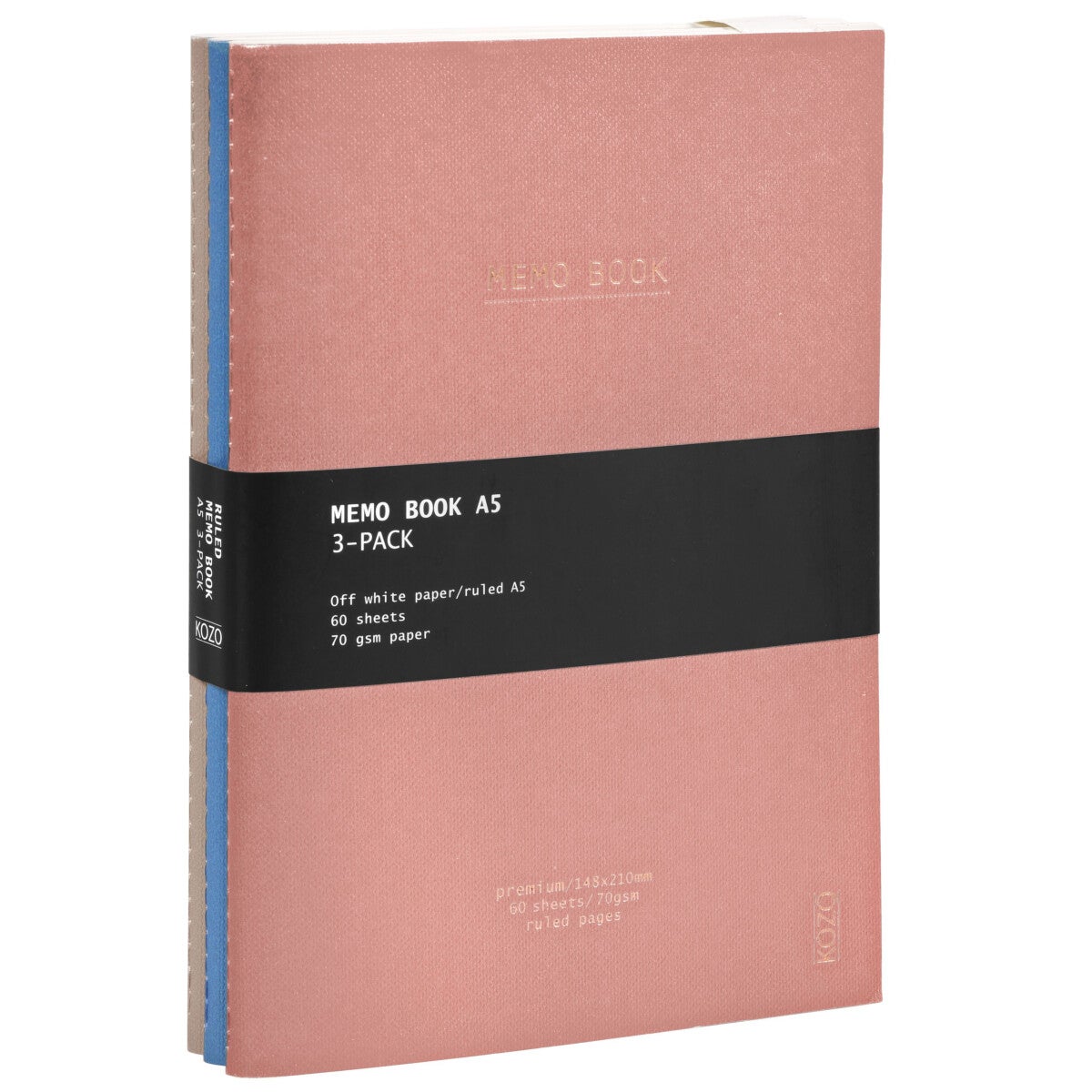Notatbok Kozo Sand Wind Blush A5 (3pk)