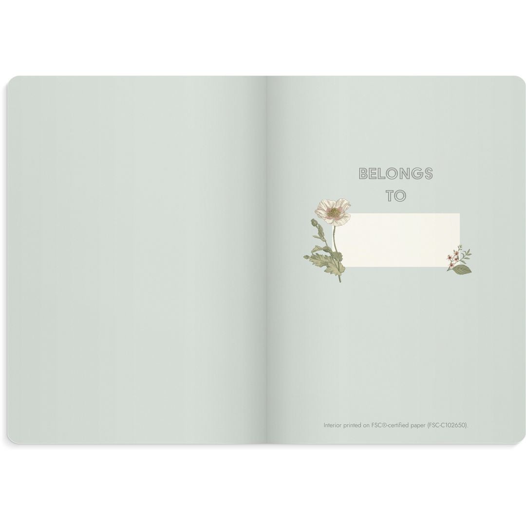 Notatbok Burde Deluxe A5 blomst blå